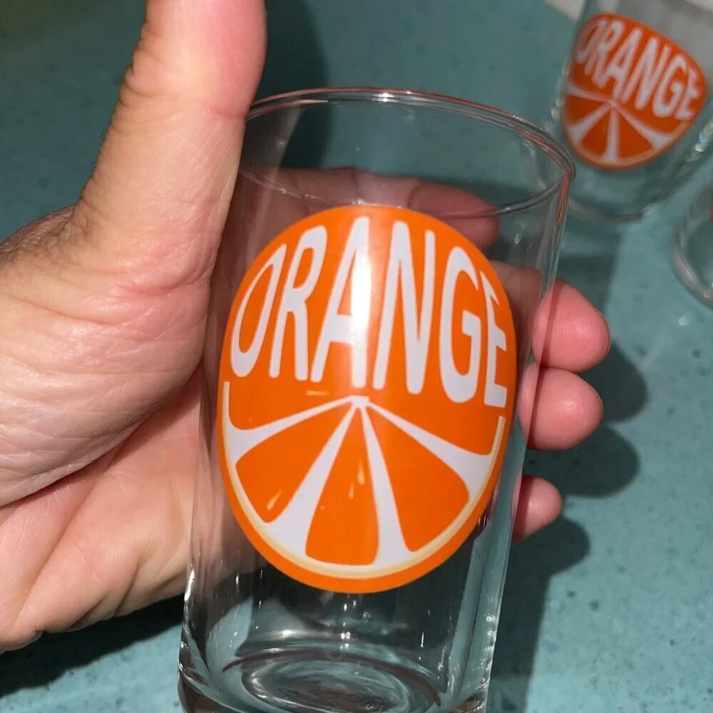 Luminarc Mcm Vintage Glass Set of 4 Orange Slice Juice